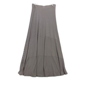 Chico's Maxi Skirt Striped Tiered Black White Elastic‎ Waist Pull On Sz 0 S